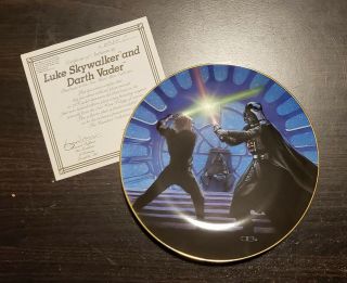 Star Wars Hamilton Collector Plate Luke Skywalker And Darth Vader 8.  5in