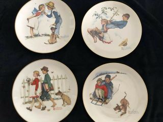 Vintage 1972 Norman Rockwell Four Seasons From 1949.  Price Is For Set Of Four.