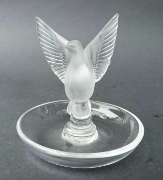 Signed Lalique,  France Eagle Crystal Frosted Dish