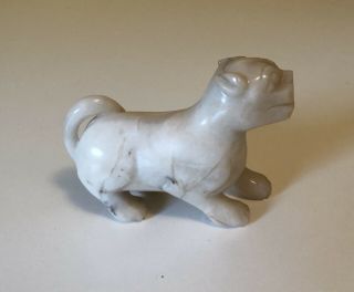 Large Vintage quartz crystal carved stone dog souvenir figurine 5