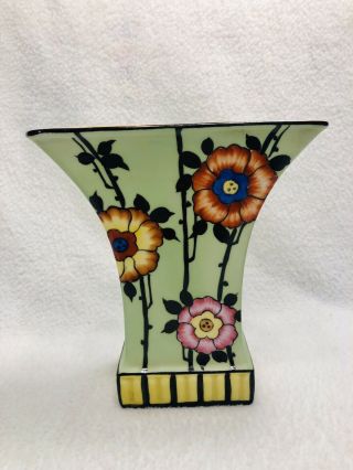 Vintage Trico China Art Deco Lusterware Hand Painted Fan Vase Hagotak Japan