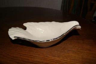 Vintage Lenox Porcelain Dove Shaped Candy/trinket Dish - Platinum/silver Trim