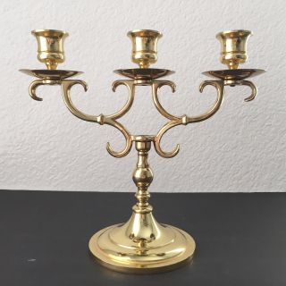 Vintage Brass 3 Light Candelabra Candlestick Taper Candle Holder 8½ " Tall