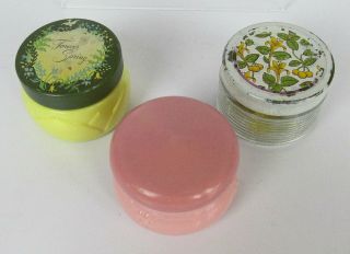 Vintage Avon Milk Glass Jars Pink Yellow Clear Forever Spring Honeysuckle Cream