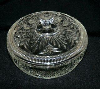 Vintage Avon Glass Vanity Powder Box Candy Dish Trinket Bowl Clear Crystal