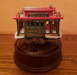 Vintage San Francisco Wooden Trolley Cable Car Music Box Powerll & Hyde Sts.