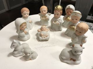 Homco Home Interiors Children’s Christmas Nativity Set Of 11 Figurines