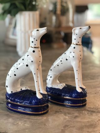 Vintage Fitz And Floyd Ceramic Staffordshire Dalmatian Bookends