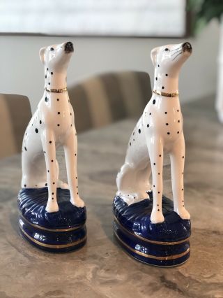 VINTAGE FITZ AND FLOYD CERAMIC STAFFORDSHIRE DALMATIAN BOOKENDS 2