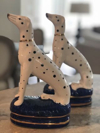 VINTAGE FITZ AND FLOYD CERAMIC STAFFORDSHIRE DALMATIAN BOOKENDS 4