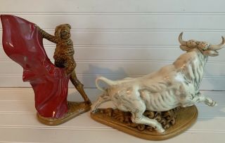 Atlantic Ceramic Mold Large Set of Charging Bull & Matador Figurine Man Cave 4