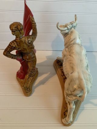 Atlantic Ceramic Mold Large Set of Charging Bull & Matador Figurine Man Cave 7