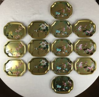 18 Elite Trays Made In England Asian Theme Bird Floral Vintage Tip Tray 7.  5 X 6 "