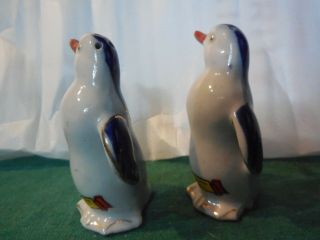 Vintage Pair Ceramic Blue Penguins Salt Pepper Shakers Pine Valley 3 