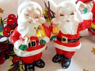 Vintage Santa Claus Salt & Pepper Shakers Figurines Ceramic Japan