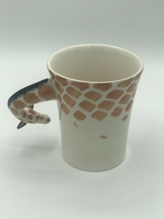 Pier 1 Stoneware Handpainted Giraffe Neck Handle Mug Coffee Cup 16 Ounces 2