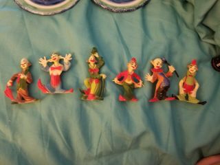 6 Vintage Plastic Circus Clowns Cake Toppers 1960’s