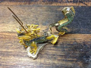 BRT Collectible Heavy Asian Retro Golden Lion Dragon Paper Weight Note Holder 4