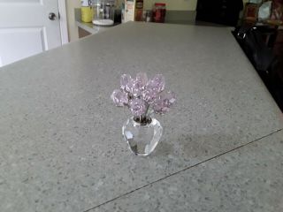 Swarovski Crystal Dozen Pink Roses in Vase - In The Secret Garden - Retired 2
