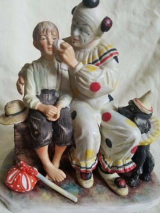 Norman Rockwell Figurine The Runaway Gorham Clown Figure Boy Dog 6 " Decor Statue