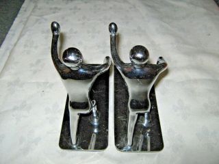 A Mid Century Modern Chrome Metal Mannequin Figural Bookends 4