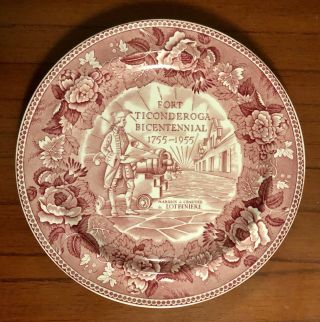 Vintage Wedgwood Historical Fort Ticonderoga Bicentennial Red Plate