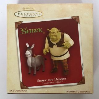 Hallmark Shrek And Donkey Keepsake Ornament Set Christmas 2003