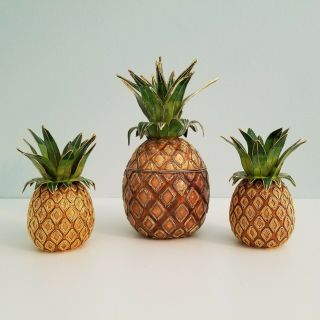 Cloisonne Pineapple Trio,  Colonial Williamsburg Pineapple Ornaments