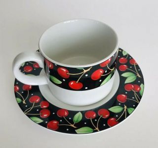 At Home With Mary Engelbreit Cup & Saucer Sakura Vintage 1994 “cherries”