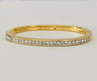 Swan Signed Swarovski Crystal Oval Gold Plated Bracelet