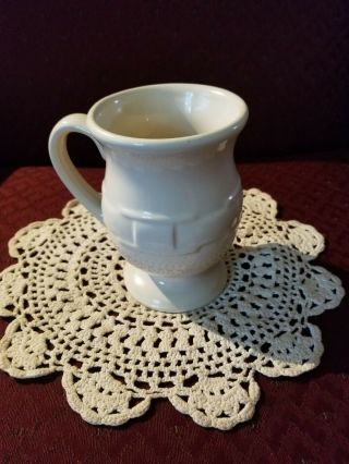 Longabery Pottery Latte Coffee Mug Ivory Euc Pedestal Footed Woven