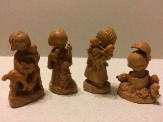 Anri Ferrandiz - Set Of 4 Hand Carved Wooden Miniature Figurines For Spring