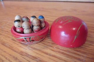 Handmade Mini Dolls Wooden Trinket Jewelry Box Hand Painted In Japan Vintage