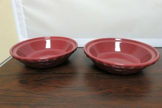 Pair - Set Of 2 Longaberger Pottery Pie Plate 6 " Woven Traditions Paprika Red