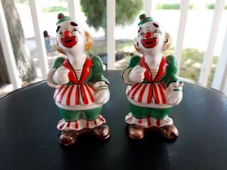 Vintage Salt And Pepper Shakers Circus Clowns Standing Bozo ? Vgc Collector