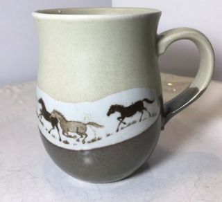 Wild Horses Stoneware Coffee Mug Cup Hand Crafted Otagiri Made In Japan
