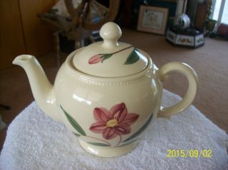 Shawnee Mid Century Teapot Made In The Usa Hand Painted Floral Motif