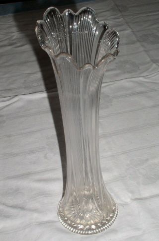 Clear Glass 12¾ " Tall Ribbed Swung Vase