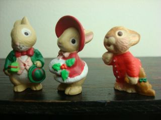 Hallmark Merry Miniature 1987 Bunny Girl Bunny Boy & Bunny With Teddy