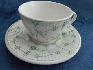 Royal Copenhagen Green Fluted Cup And Saucer