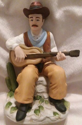 Vintage Homco Cowboy Playing A Guitar 1472 Western Decor Porcelain Figure