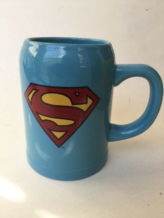 Superman Dc Comics Stein Lg Coffee Mug 22 Oz Logo On Lt.  Blue Background 2012