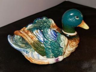 Mallard Duck Vintage Ceramic Planter Vase/candle Holder Made In Occupied Japan