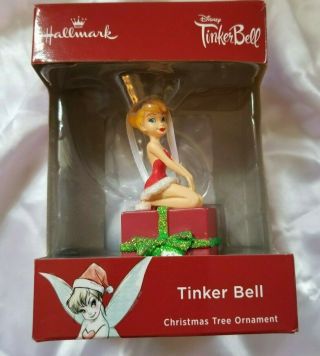 Hallmark 2018 Disney Tinker Bell Christmas Tree Red Gift Box Ornament