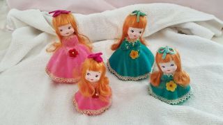 1960s? Vintage Red Hair 4 Girls Figurines National Pottery Co Napco Japan