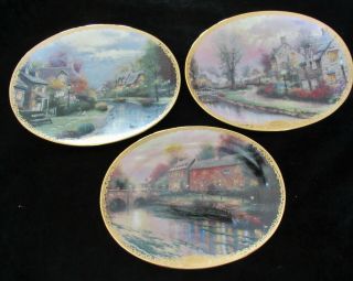 Thomas Kinkade Lamplight Village Series Set Of 3 Oval Collector Plates
