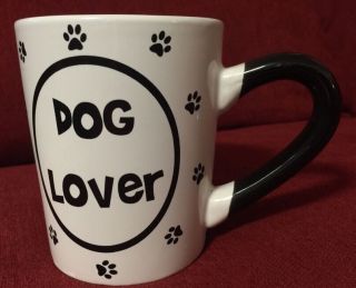 Dog Lover Black And White Paw Prints Large Coffee Mug Enjoy Life