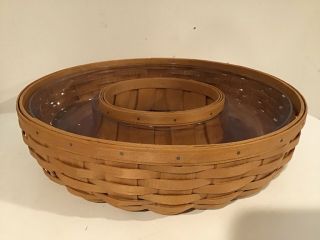 Longaberger Round Veggie Chip And Dip Basket With Protector