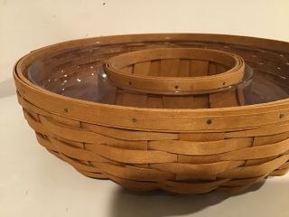Longaberger Round Veggie Chip and Dip Basket With Protector 5