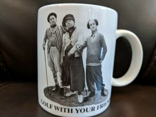 The Three 3 Stooges Coffee Mug Cup " Golf With Your Friends " Black & White 1997